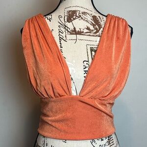 Orange Draped V-Neck Top